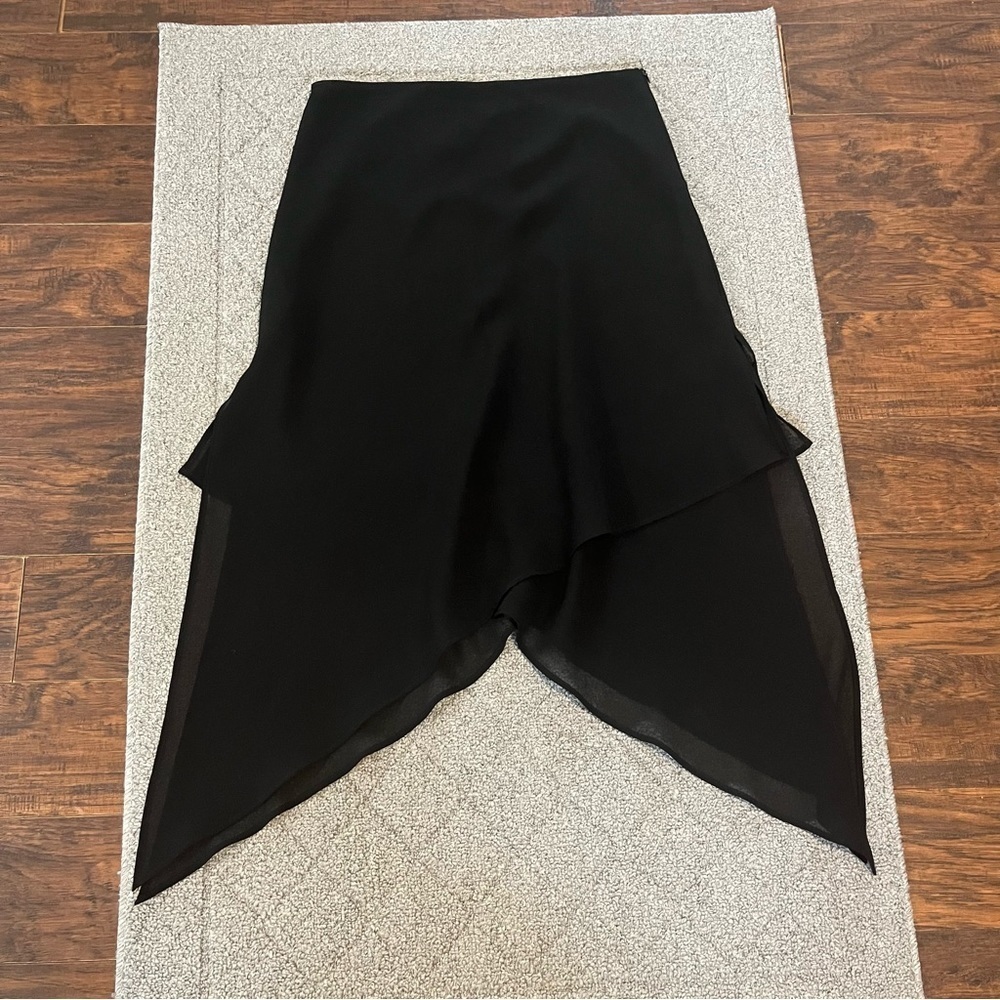 JS Boutique Skirt Womens 12 Black Chiffon Layered Maxi A-Line Side Zipper